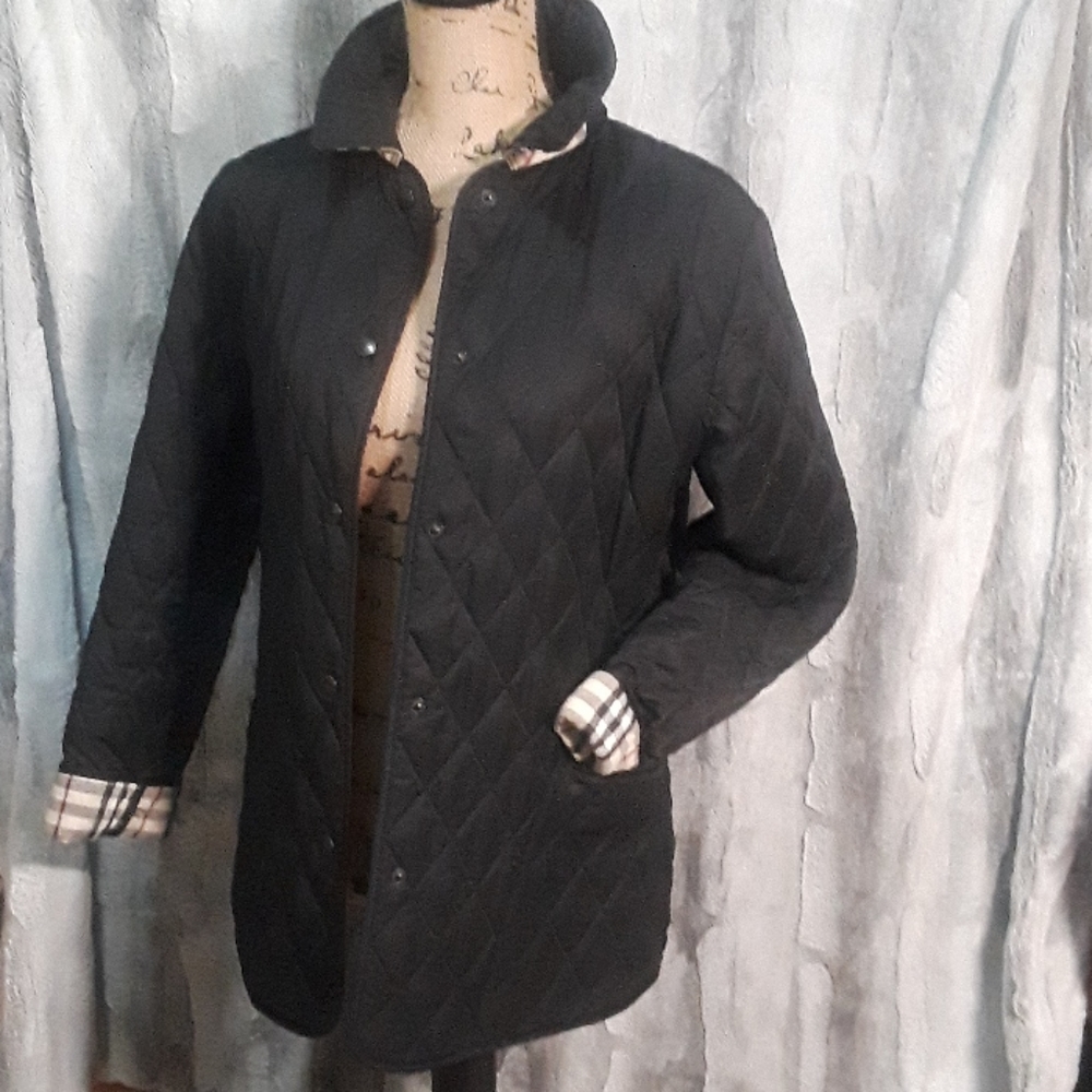 Black Burberry quilted jacket